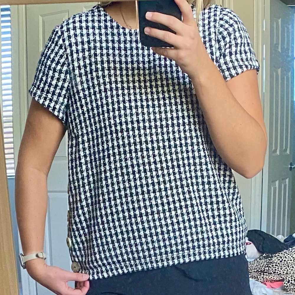 Maeve by Anthropologie houndstooth knit top